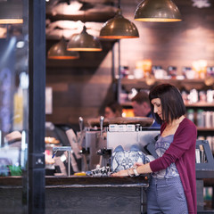 Portrait of beautiful girl in cafe