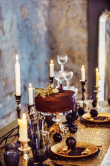 Christmas table with cake