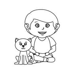 cute little boy with cat character