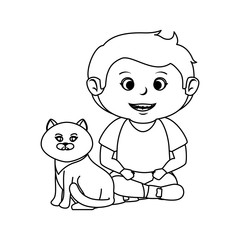 cute little boy with cat character