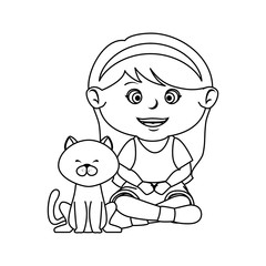beautiful little girl with cat