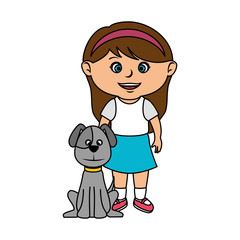 beautiful little girl with dog