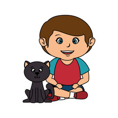 cute little boy with cat character