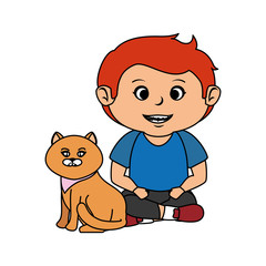 cute little boy with cat character