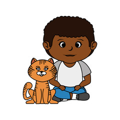 cute little boy with cat character