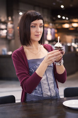 Portrait of beautiful girl in cafe