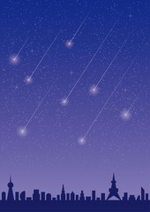 Naklejka premium 星空と流星