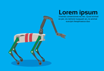 robot deer cartoon animal robotic mechanical character reindeer flat blue background copy space