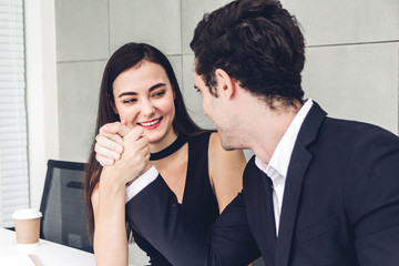 Success of handshake business partners.Partnership approval and thanks gesture concept