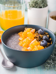 Chia pudding with tangerines and granola