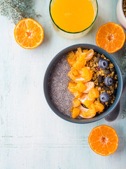 Chia pudding with tangerines and granola