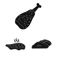Isolated object of meat and ham logo. Set of meat and cooking stock symbol for web.