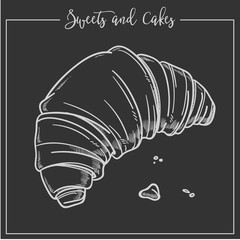 Sweets and cakes croissant made according to French recipe