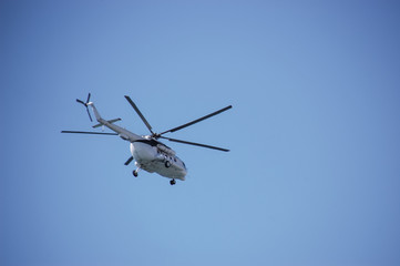 Sky patrol helicopter in flight