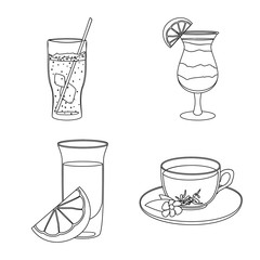 Vector design of drink and bar symbol. Set of drink and party stock symbol for web.