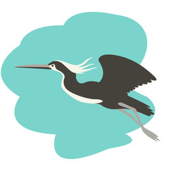 heron in flight , vector illustration , flat style