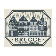 Fototapeta premium Brugge, West Flanders stamp