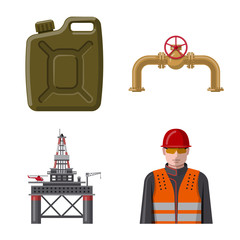 Isolated object of oil and gas symbol. Set of oil and petrol stock vector illustration.