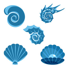 set of sea creatures. flat style