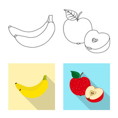 Isolated object of vegetable and fruit icon. Set of vegetable and vegetarian vector icon for stock.