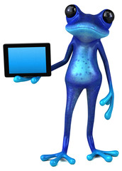 Fun blue frog - 3D Illustration