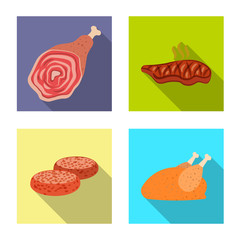 Vector illustration of meat and ham sign. Set of meat and cooking vector icon for stock.