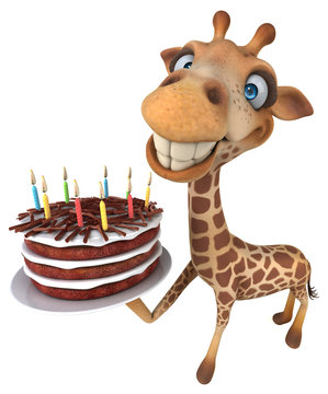 Fun giraffe - 3D Illustration