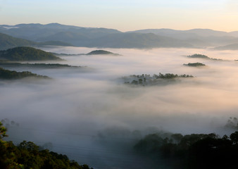 Amazing view of mountain, mist & cloud when dawn coming.