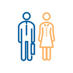 Vector trendy thin line icons. Male and female business people.