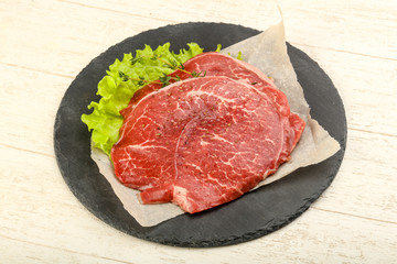 Raw beef schnitzel