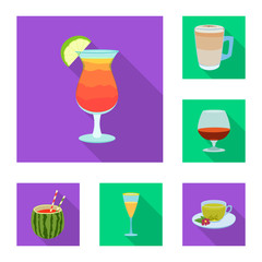 Vector illustration of drink and bar symbol. Collection of drink and party stock vector illustration.