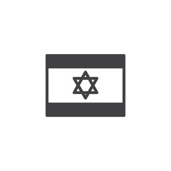 Israel flag vector icon. filled flat sign for mobile concept and web design. David star flag simple solid icon. Judaism symbol, logo illustration. Pixel perfect vector graphics