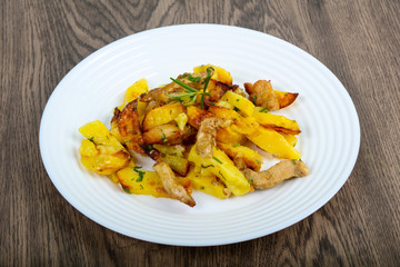 Fried potato with pork