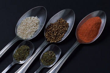 spices in spoons