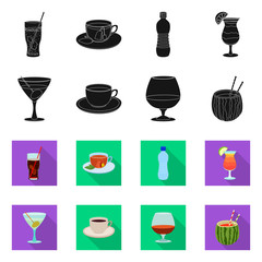 Vector design of drink and bar logo. Set of drink and party stock symbol for web.