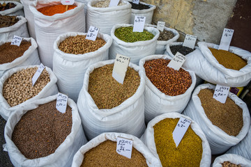 Spices on sale display