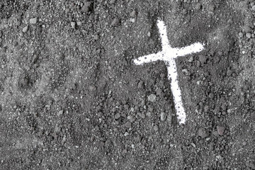 Ash Wednesday Cross. Lent. Christian religion.