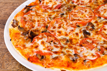 Mushroom pizza with cheese