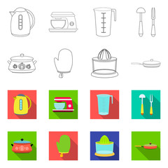 Vector illustration of kitchen and cook symbol. Collection of kitchen and appliance stock symbol for web.