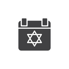 Jewish calendar with david star vector icon. filled flat sign for mobile concept and web design. Hanukkah calendar day simple solid icon. Symbol, logo illustration. Pixel perfect vector graphics