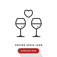 Wine valentines day vector icon