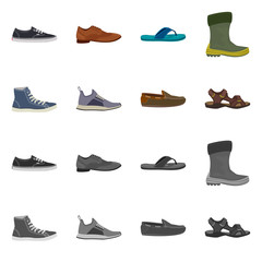Isolated object of shoe and footwear sign. Collection of shoe and foot vector icon for stock.