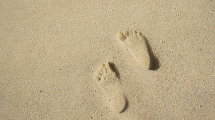 Fototapeta na wymiar 해변 모래바닥 발자국 카피공간활용 배경이미지 