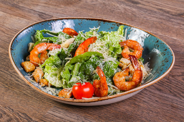 Caesar salad with shrimps