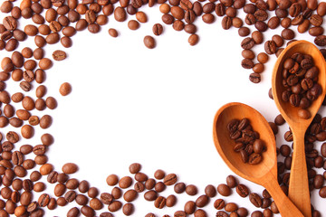 coffee beans isolated on white, aromatic coffee, coffee drinks