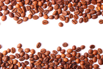 coffee beans isolated on white, aromatic coffee, coffee drinks