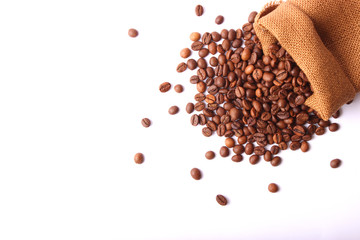 coffee beans isolated on white, aromatic coffee, coffee drinks
