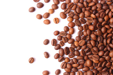 coffee beans isolated on white, aromatic coffee, coffee drinks