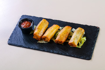 Spring roll with sauce