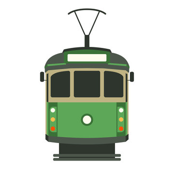 vintage tram  ,vector illustration , flat style